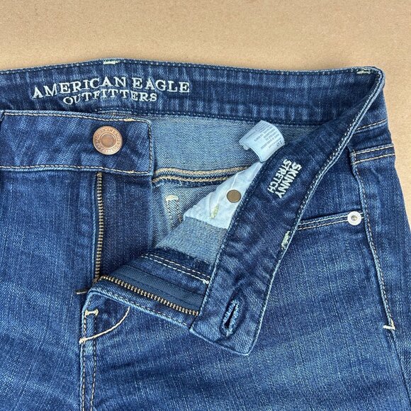 American Eagle Skinny Stretch Jeans Womens 10 Short Blue Cotton Spandex - Picture 3 of 8